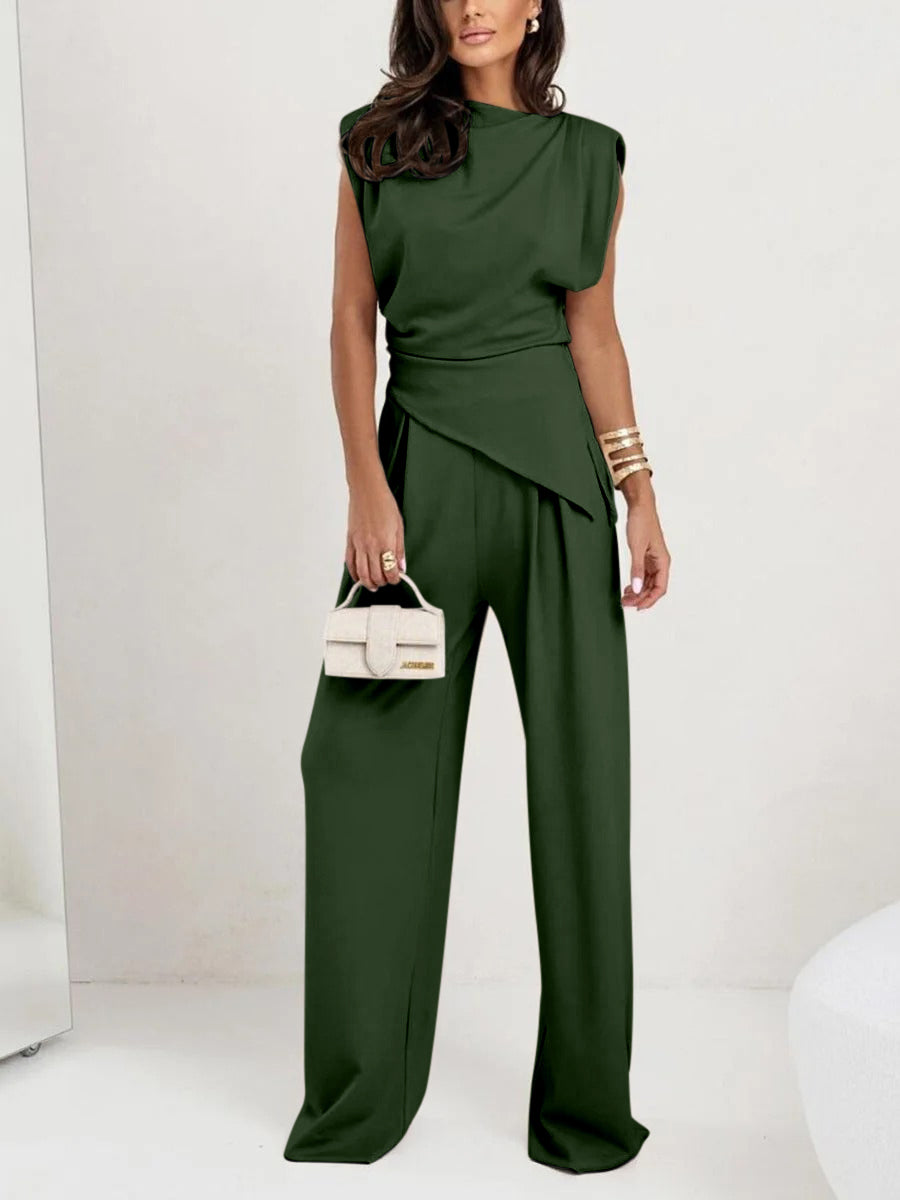 Irregular sleeveless casual two-piece set