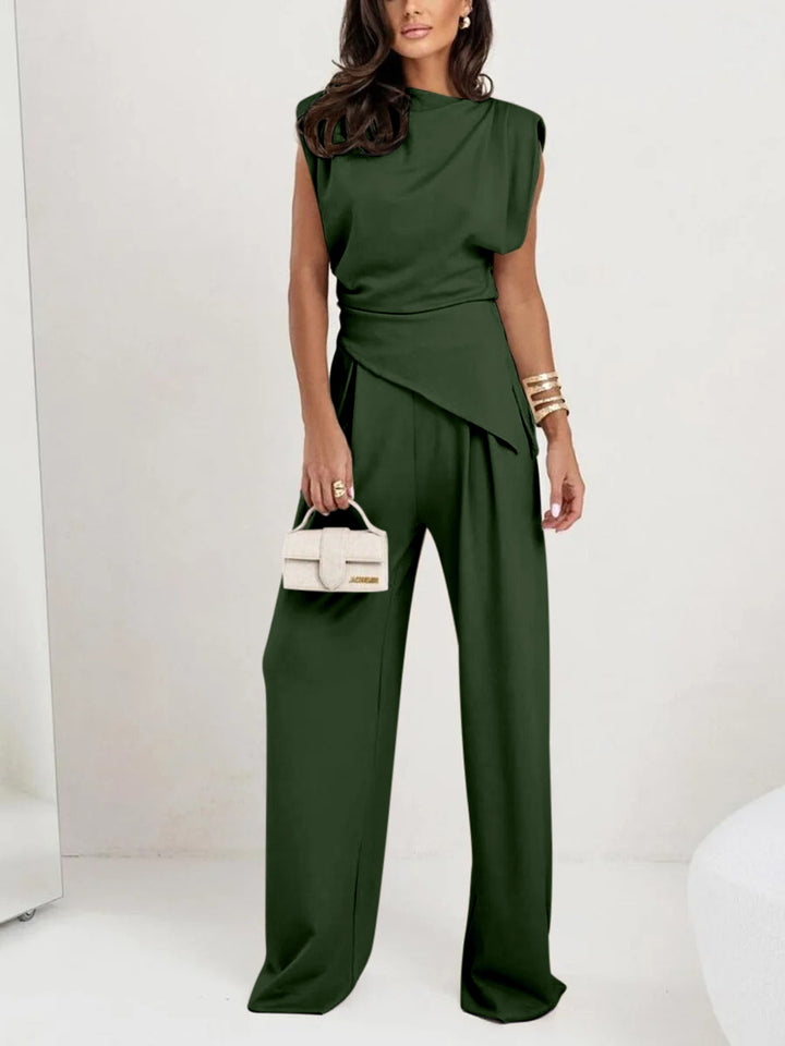 Irregular sleeveless casual two-piece set