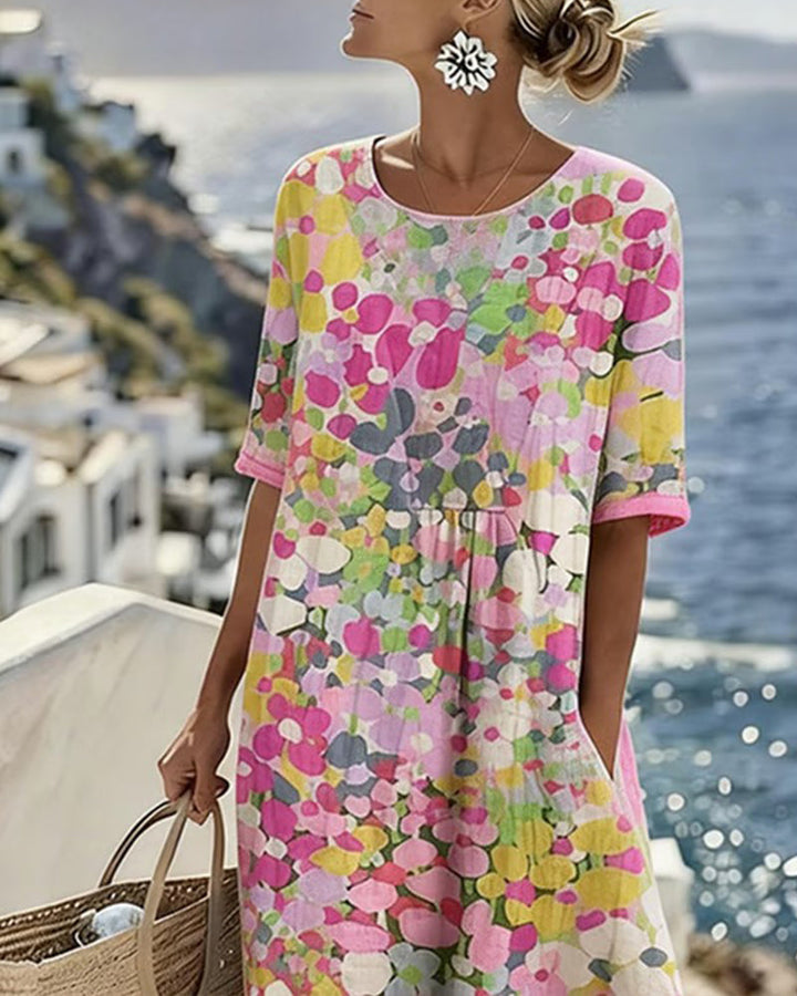 ELENA | ELEGANT FLORAL SUMMER MIDI DRESS
