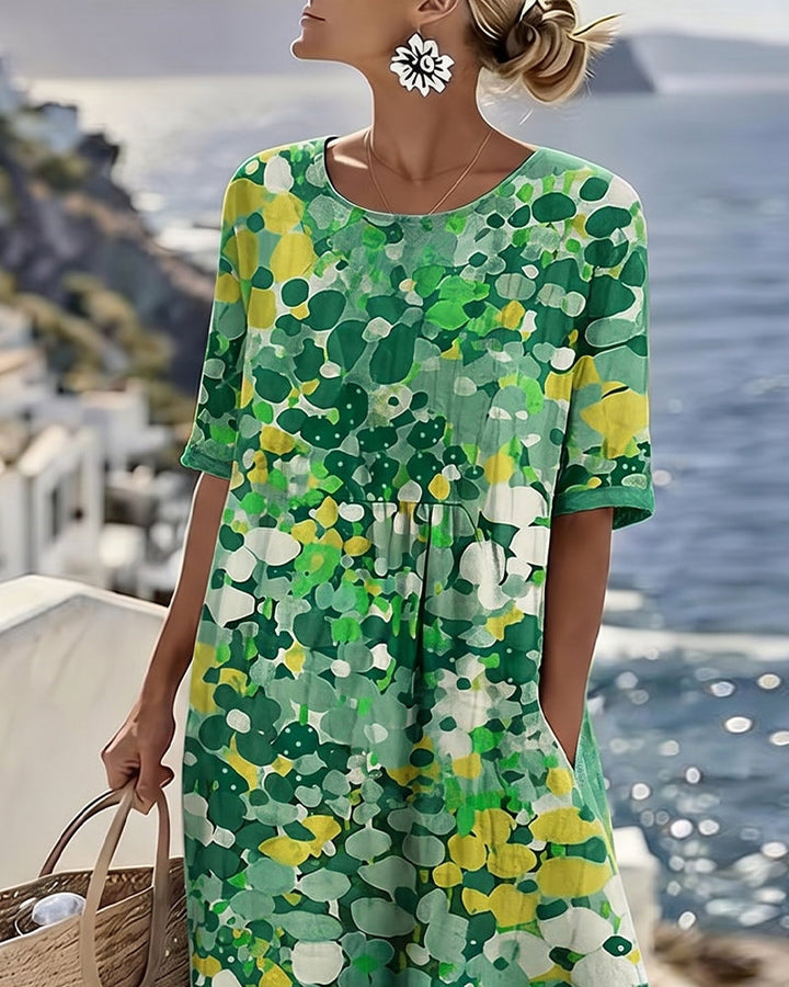 ELENA | ELEGANT FLORAL SUMMER MIDI DRESS