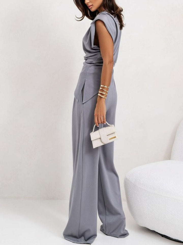 Irregular sleeveless casual two-piece set