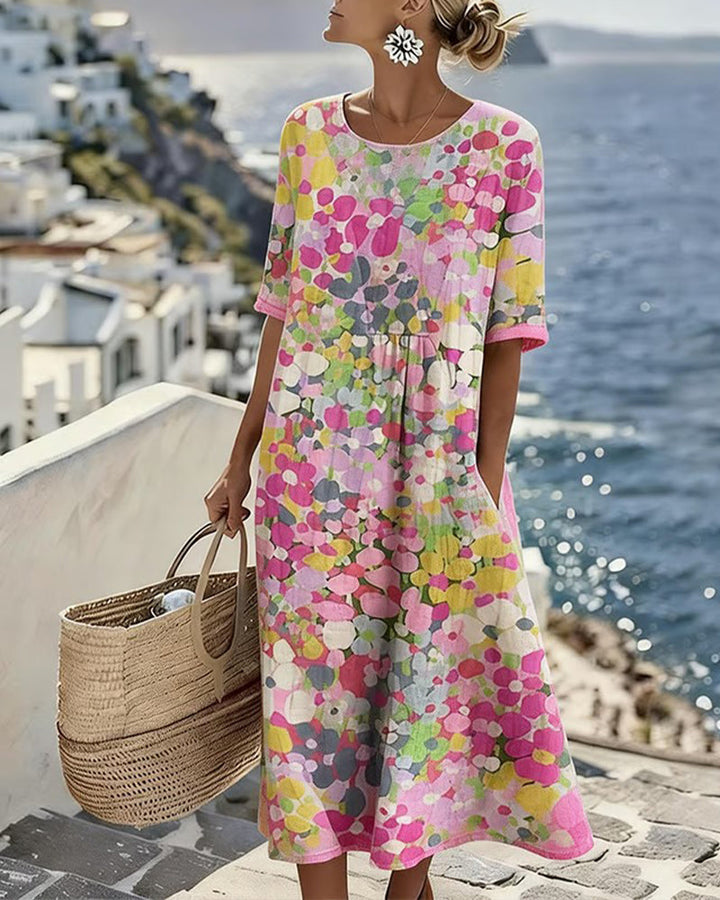 ELENA | ELEGANT FLORAL SUMMER MIDI DRESS
