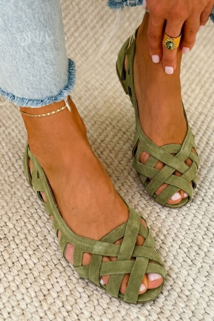 Woven Open-Toe Flat Sandals