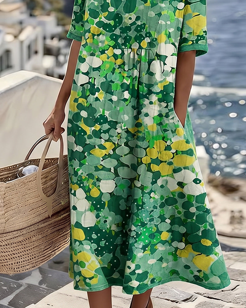 ELENA | ELEGANT FLORAL SUMMER MIDI DRESS