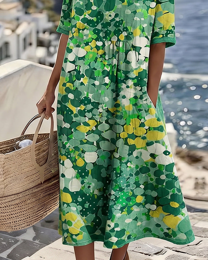 ELENA | ELEGANT FLORAL SUMMER MIDI DRESS