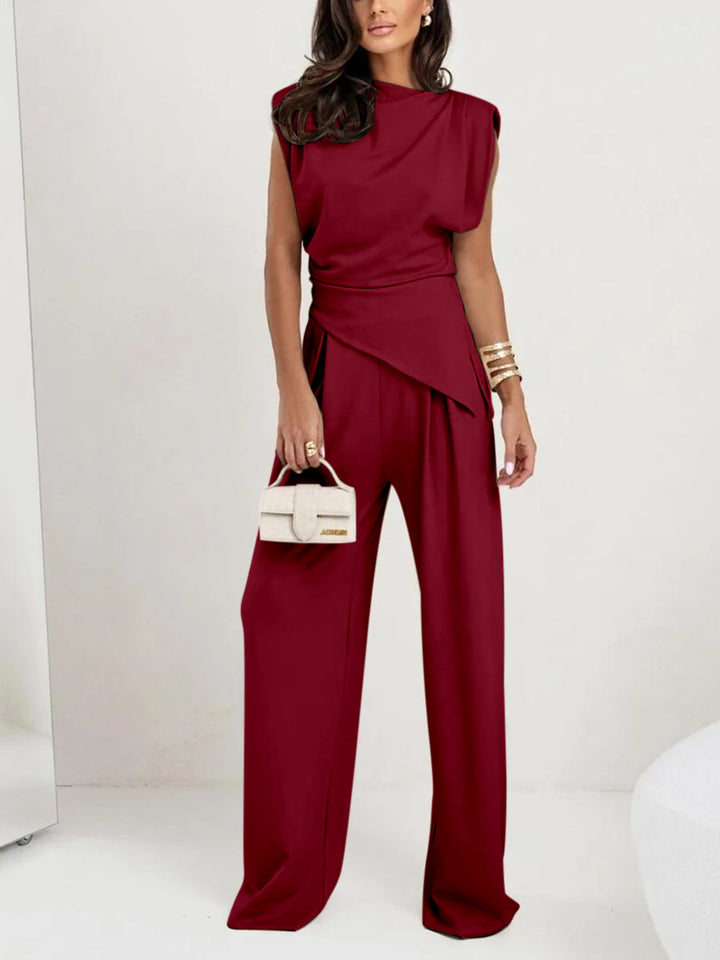 Irregular sleeveless casual two-piece set