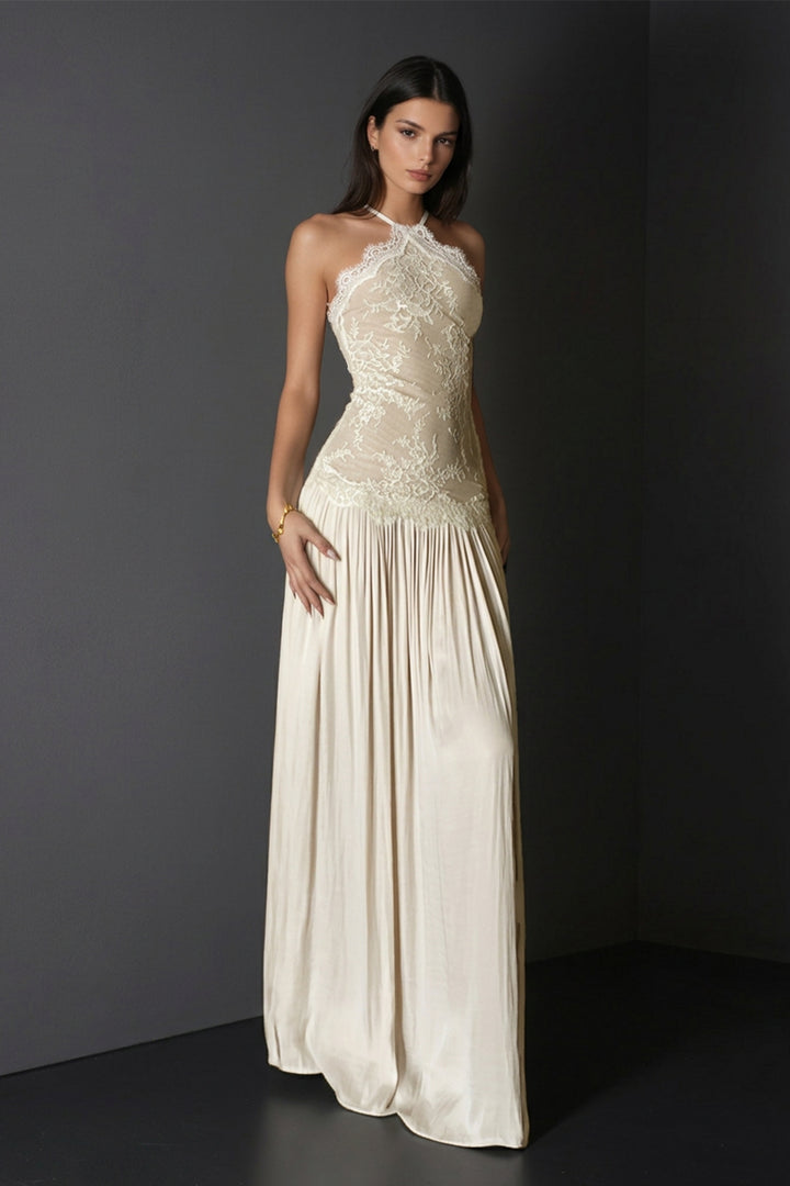 Cadwalader Lace Floral Ruch Maxi Dress