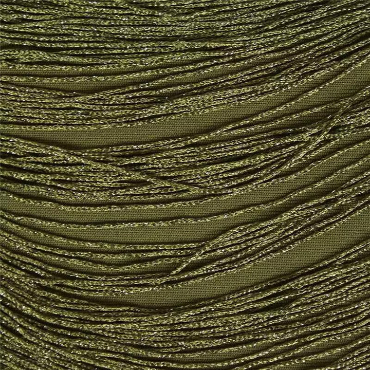 Fedde Fringe Satin Skirt Set In Olive