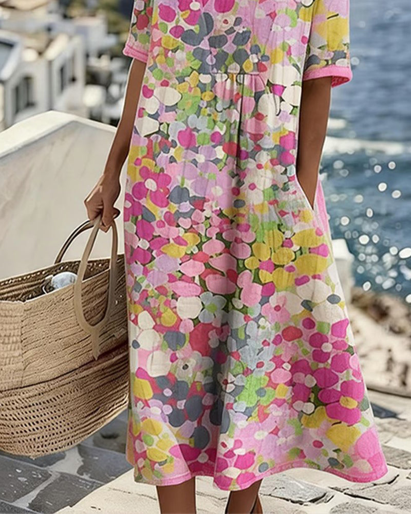 ELENA | ELEGANT FLORAL SUMMER MIDI DRESS