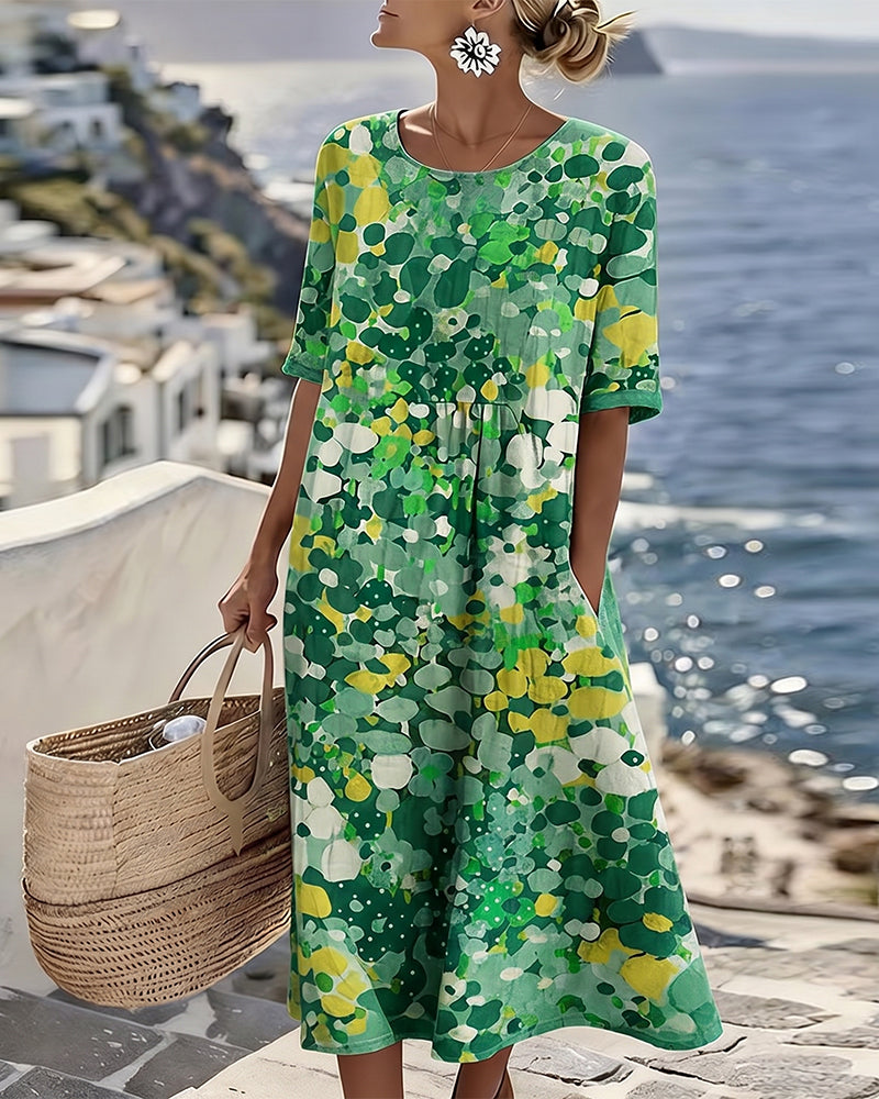 ELENA | ELEGANT FLORAL SUMMER MIDI DRESS