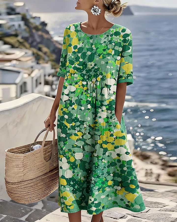 ELENA | ELEGANT FLORAL SUMMER MIDI DRESS