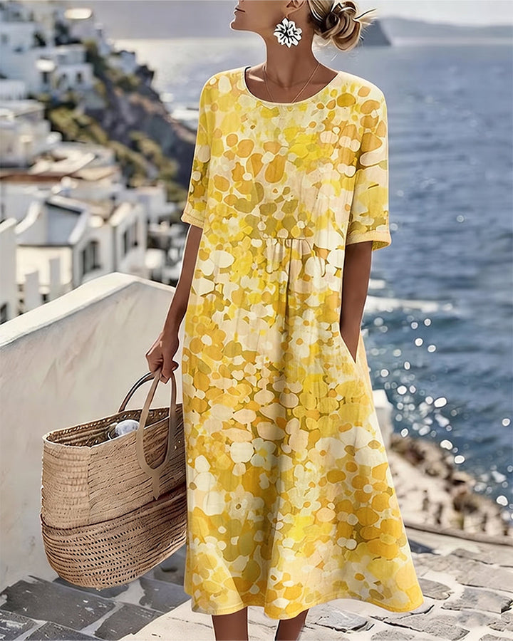 ELENA | ELEGANT FLORAL SUMMER MIDI DRESS