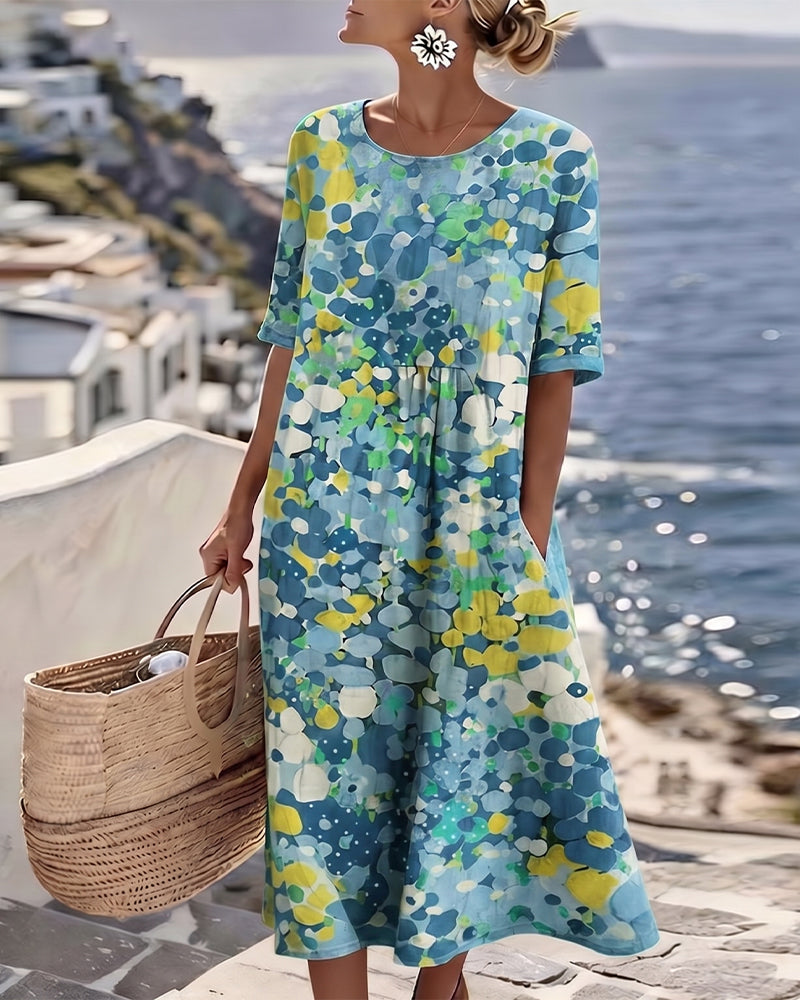 ELENA | ELEGANT FLORAL SUMMER MIDI DRESS