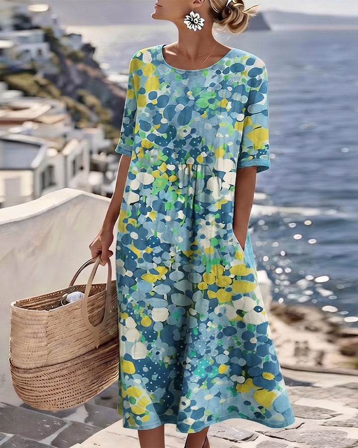 ELENA | ELEGANT FLORAL SUMMER MIDI DRESS