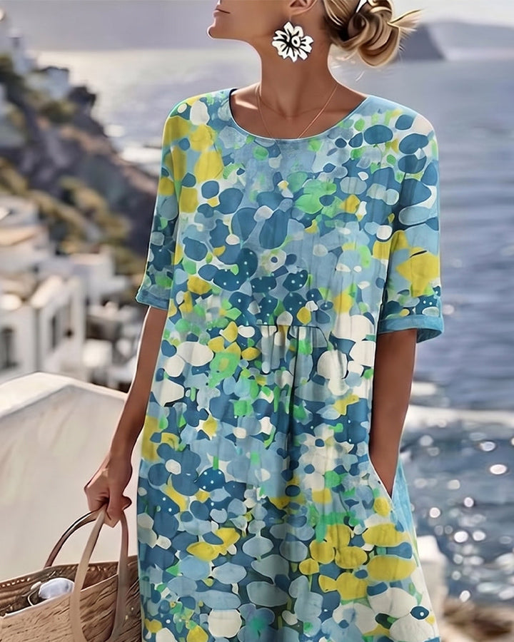 ELENA | ELEGANT FLORAL SUMMER MIDI DRESS
