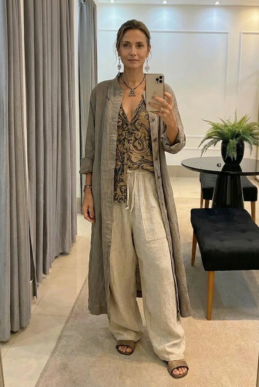 Elena | Set of 3 pieces with wide leg pants and cardigan