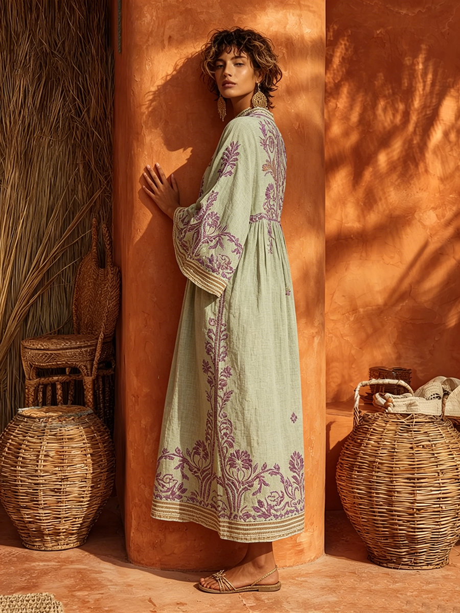 Celestina | Embroidered bohemian dress with Mediterranean charm